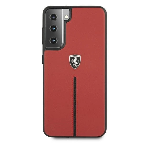 Samsung Galaxy S21 Ferrari dėklas Off Track odinis Nylon Stripe (FEOSIHCS21SRE) raudonos spalvos