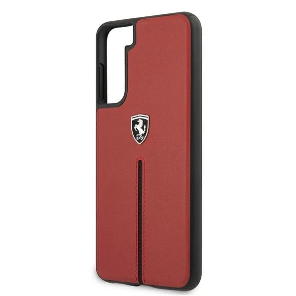 Samsung Galaxy S21 Ferrari dėklas Off Track odinis Nylon Stripe (FEOSIHCS21SRE) raudonos spalvos