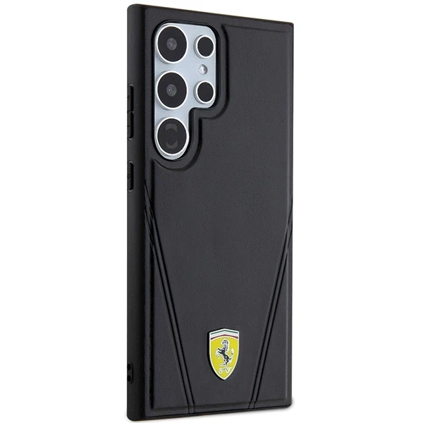 Ferrari FEHMS24LP3BAK S24 Ultra S928 juodos spalvos kietas dėklas Hot Stamp V Lines MagSafe