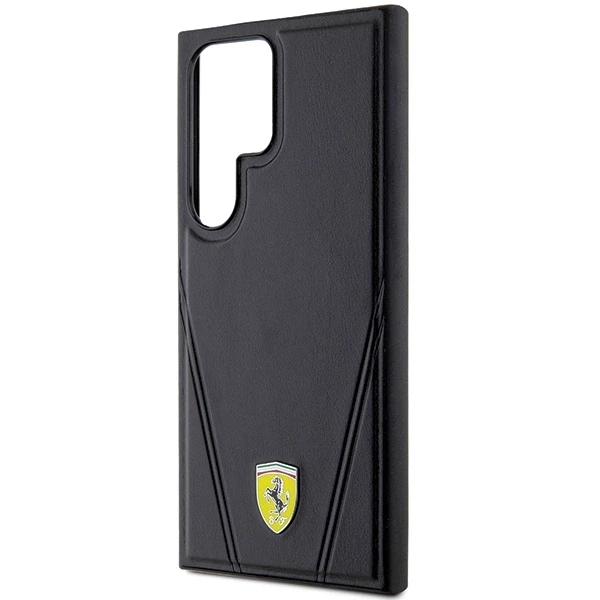 Ferrari FEHMS24LP3BAK S24 Ultra S928 juodos spalvos kietas dėklas Hot Stamp V Lines MagSafe