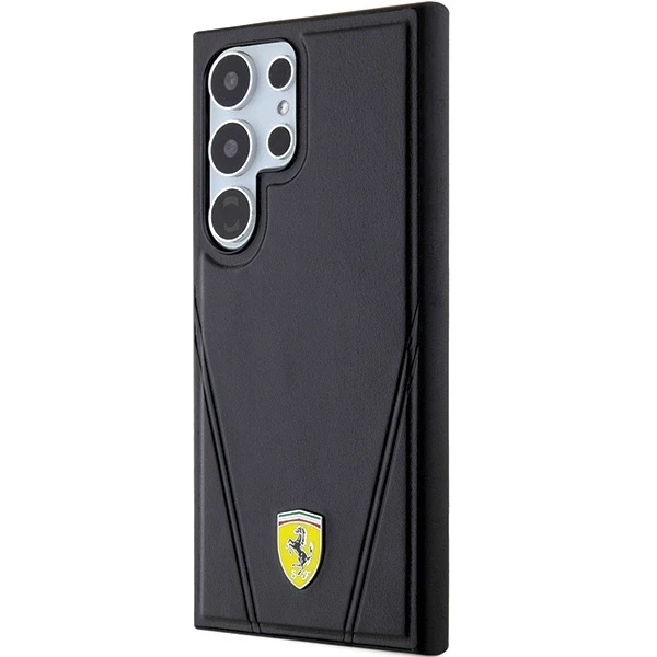 Ferrari FEHMS24LP3BAK S24 Ultra S928 juodos spalvos kietas dėklas Hot Stamp V Lines MagSafe