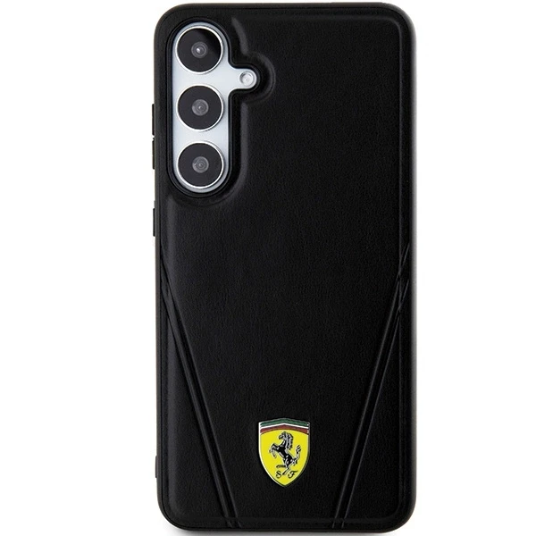 Ferrari FEHMS24MP3BAK S24+ S926 juodos spalvos kietas dėklas Hot Stamp V Lines MagSafe