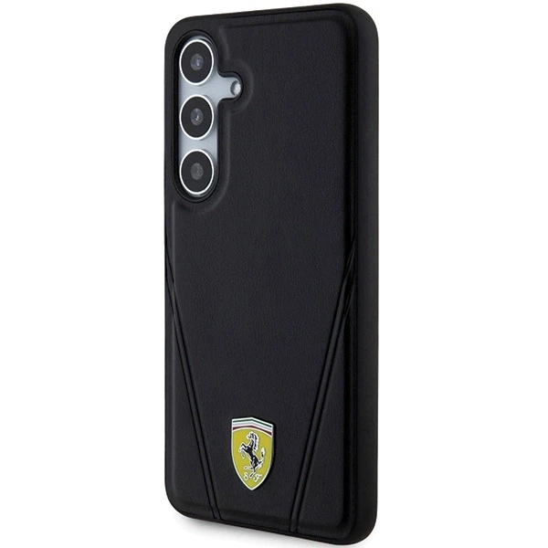 Ferrari FEHMS24MP3BAK S24+ S926 juodos spalvos kietas dėklas Hot Stamp V Lines MagSafe