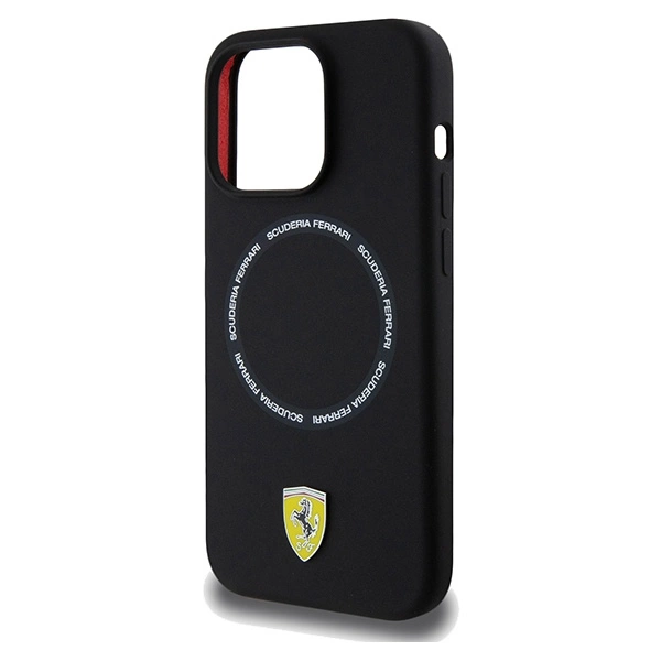 „Ferrari“ spausdinto žiedo formos „MagSafe“ dėklas, skirtas „iPhone 15 Pro Max“ – juodas