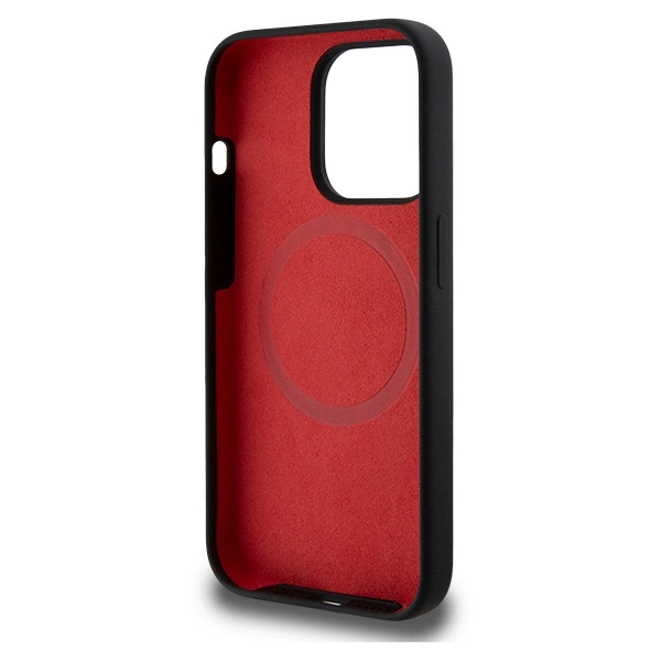 „Ferrari“ spausdinto žiedo formos „MagSafe“ dėklas, skirtas „iPhone 15 Pro Max“ – juodas