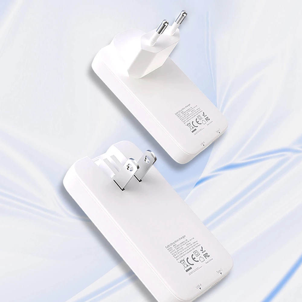 GaN Dudao A65Q 65W USB-A / USB-C PD Ultra-Thin Travel laidinis įkroviklis EU / US – baltos spalvos