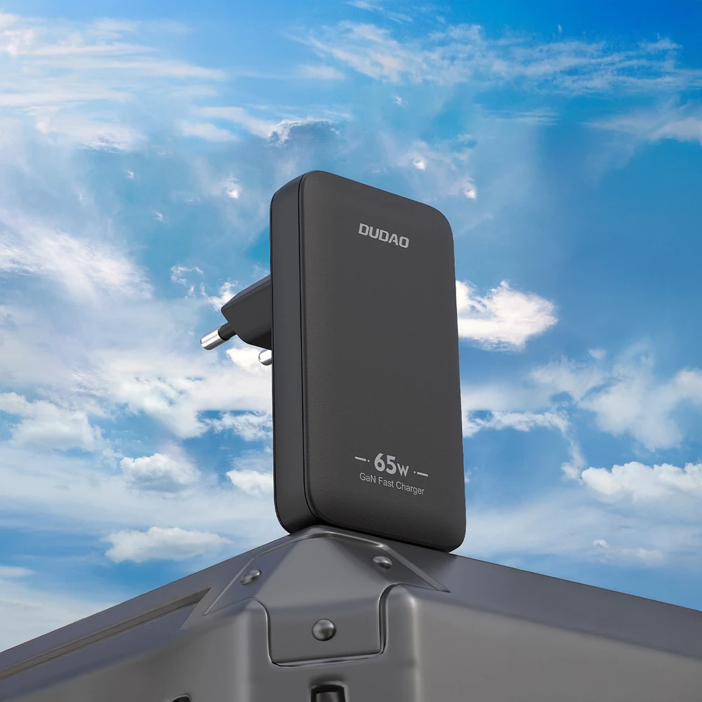 GaN Dudao A65Q 65W USB-A / USB-C PD Ultra-Thin Travel laidinis įkroviklis EU / US – juodos spalvos