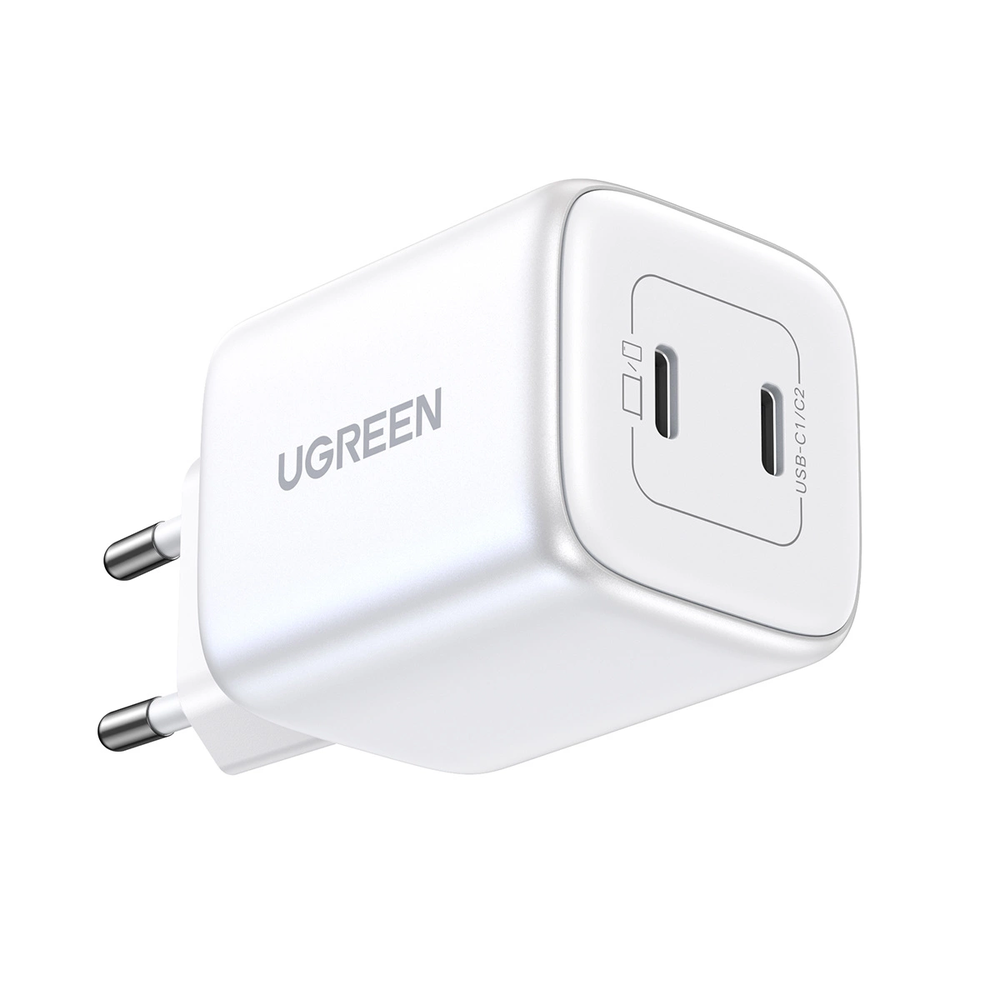 GaN 2 x USB-C 45W QC PD Ugreen CD294 greitasis įkroviklis - baltas