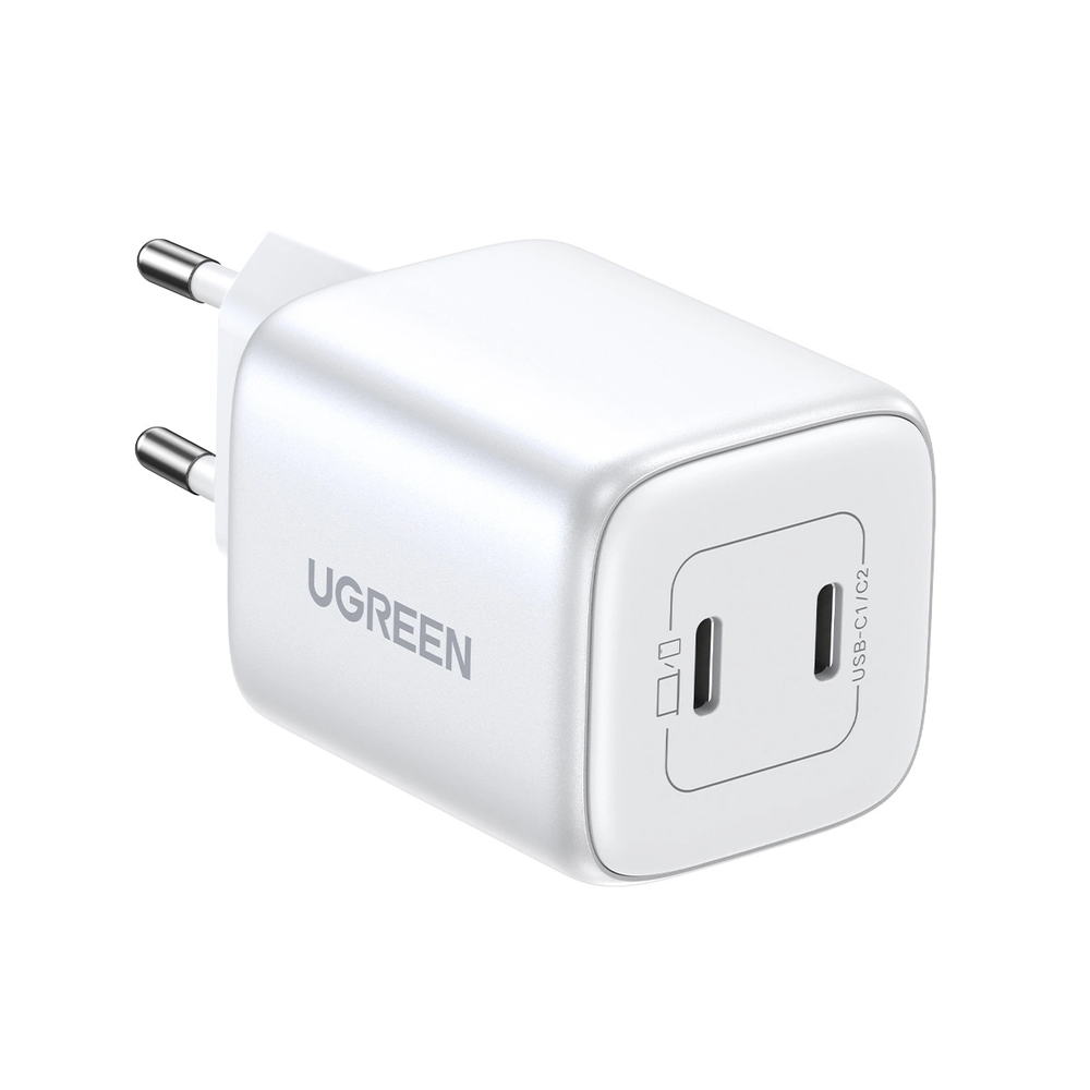 GaN 2 x USB-C 45W QC PD Ugreen CD294 greitasis įkroviklis - baltas