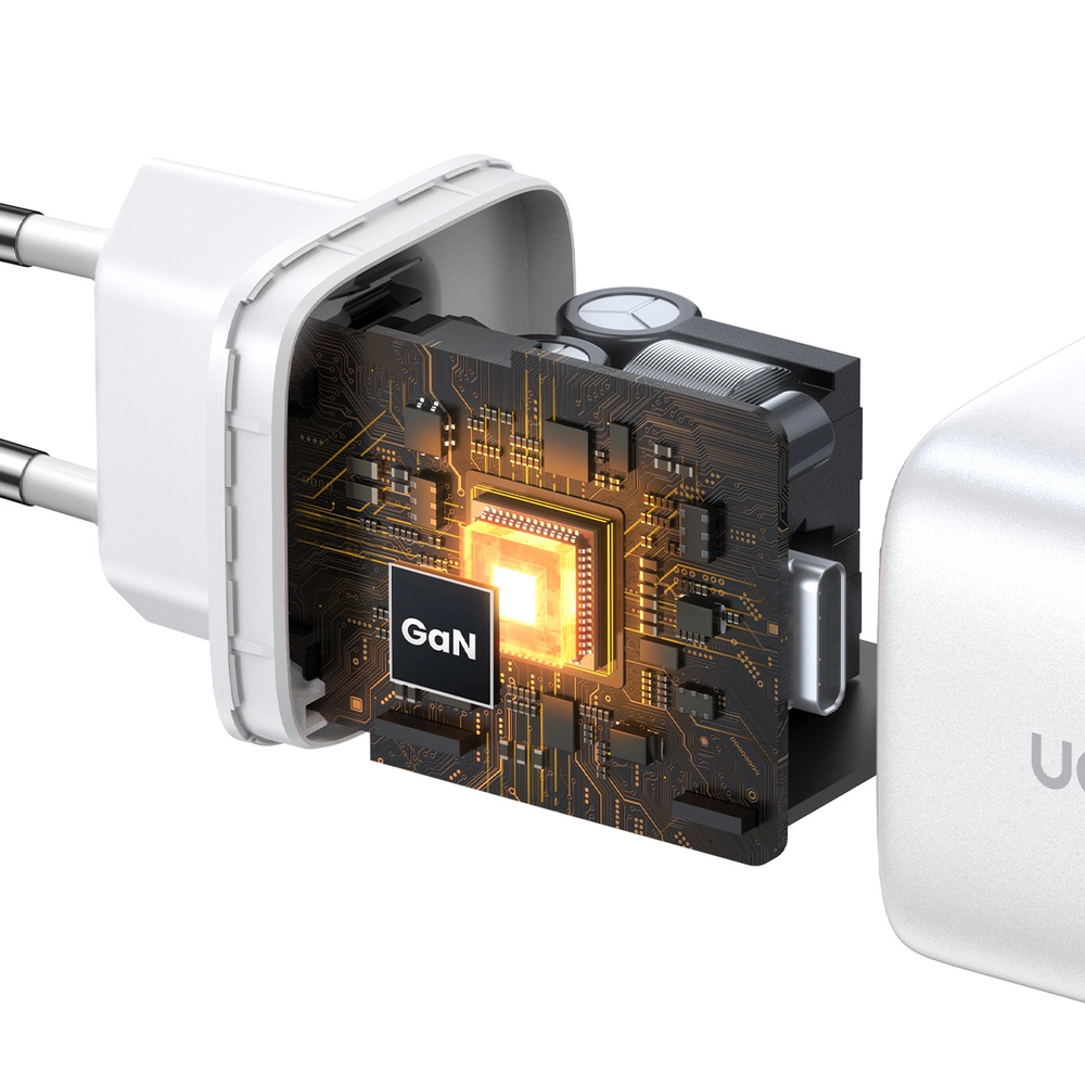 GaN 2 x USB-C 45W QC PD Ugreen CD294 greitasis įkroviklis - baltas