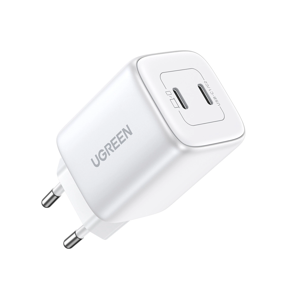 GaN 2 x USB-C 45W QC PD Ugreen CD294 greitasis įkroviklis - baltas