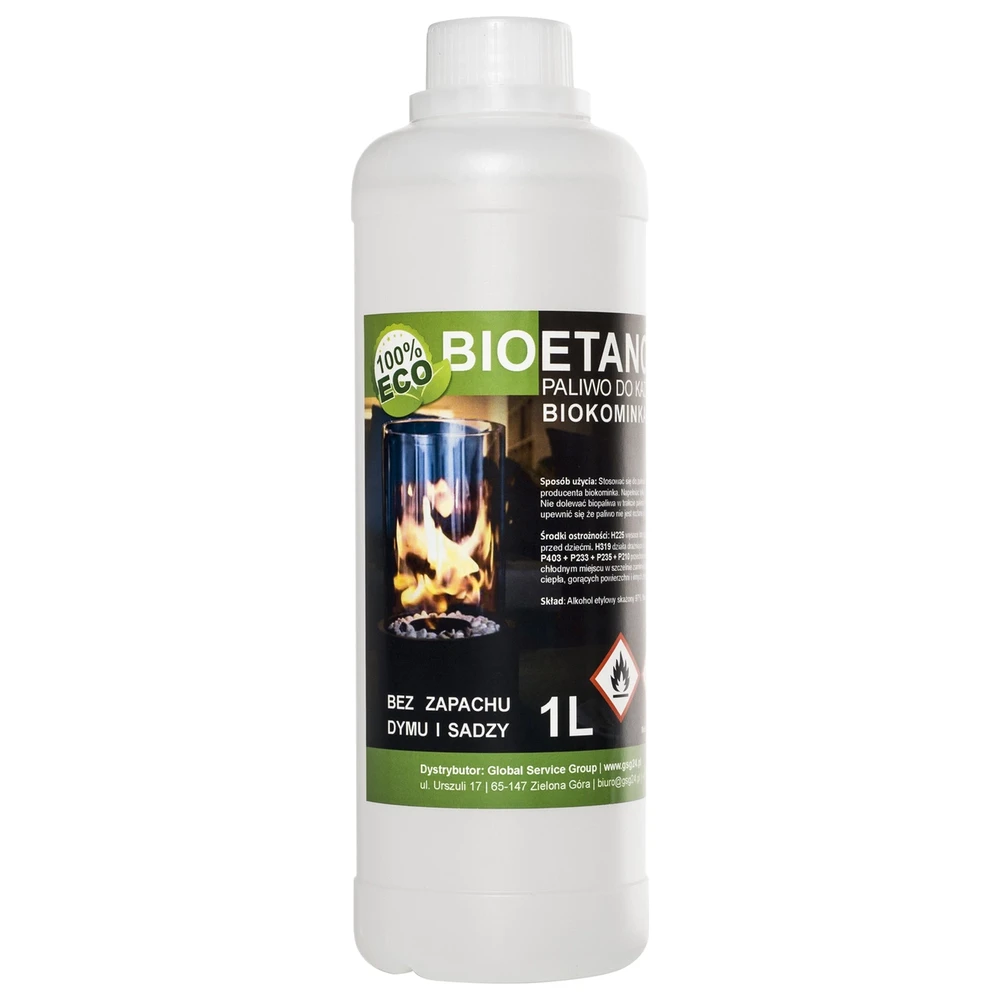 Bioetanolio butelis su židinio iliustracija 1L