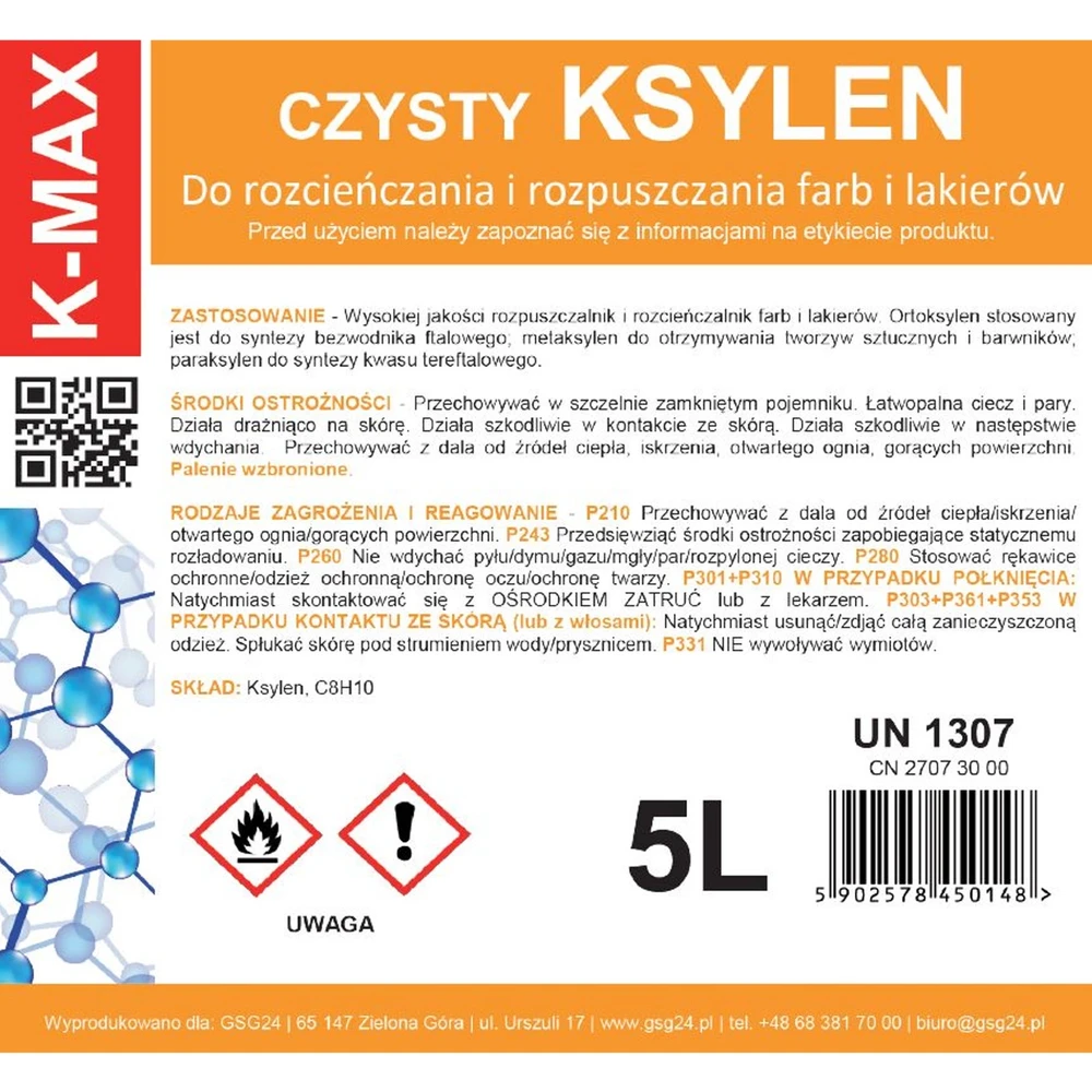 Gsg24 Ksileno tirpiklis organinis skiediklis dažams ir lakams K-MAX 5L