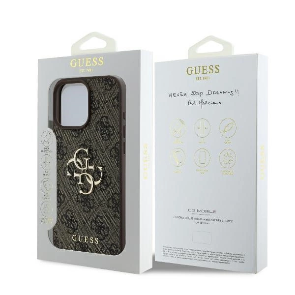 Guess 4G Big Logo Apple iPhone 16 Pro Max – dėklas telefonui rudos spalvos