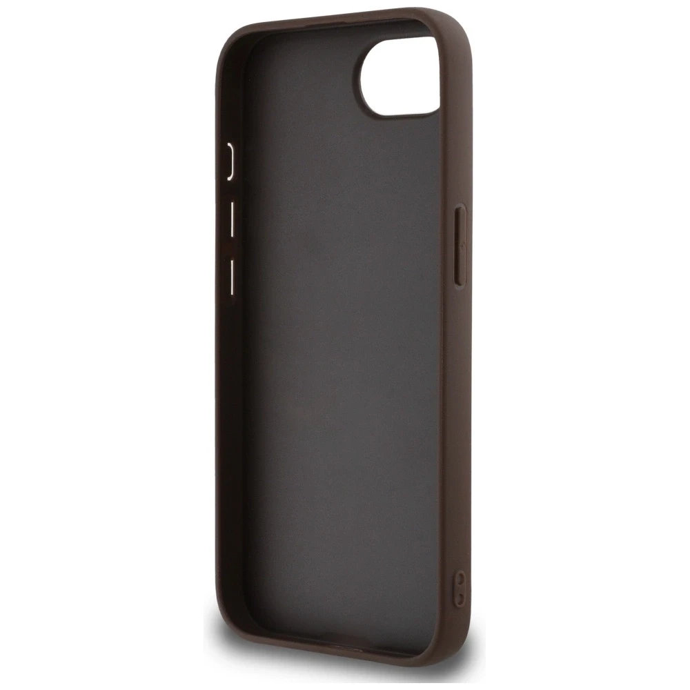Guess PU 4G Metal Logo Apple iPhone 16e dėklas telefonui rudos spalvos