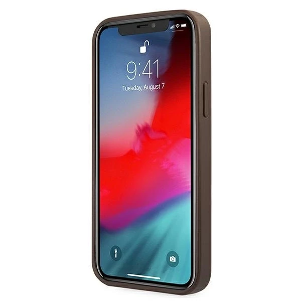 Dėklas Guess GUHCP12M4GMGBR skirtas Apple iPhone 12/12 Pro 6.1", rudas