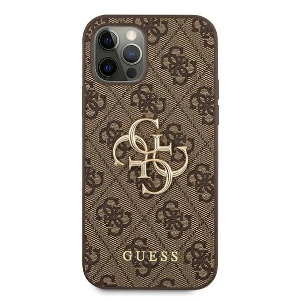 Dėklas Guess GUHCP12M4GMGBR skirtas Apple iPhone 12/12 Pro 6.1", rudas