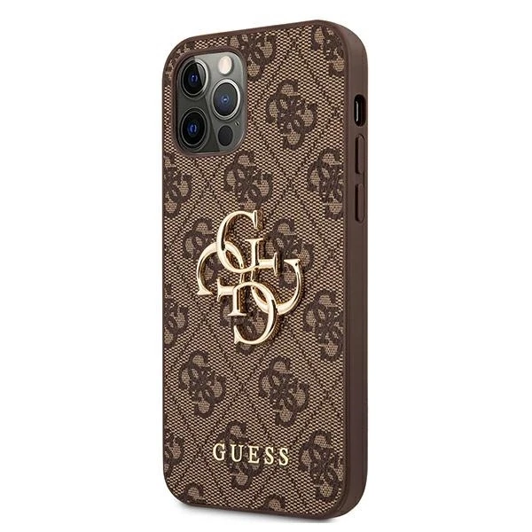 Dėklas Guess GUHCP12M4GMGBR skirtas Apple iPhone 12/12 Pro 6.1", rudas