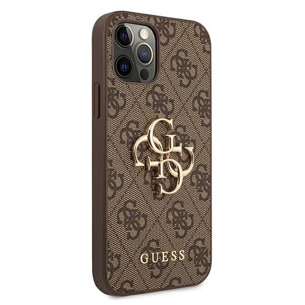 Dėklas Guess GUHCP12M4GMGBR skirtas Apple iPhone 12/12 Pro 6.1", rudas