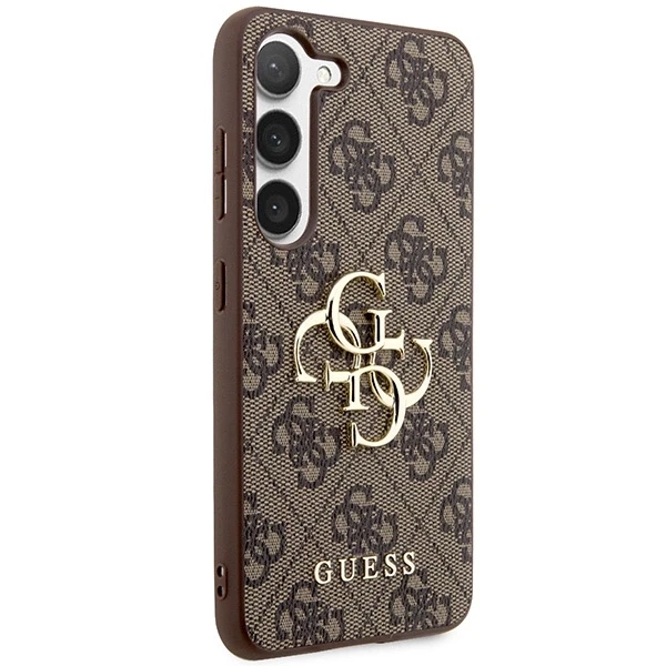 Guess PU 4G Metal Logo dėklas skirtas Samsung Galaxy S24 rudos spalvos