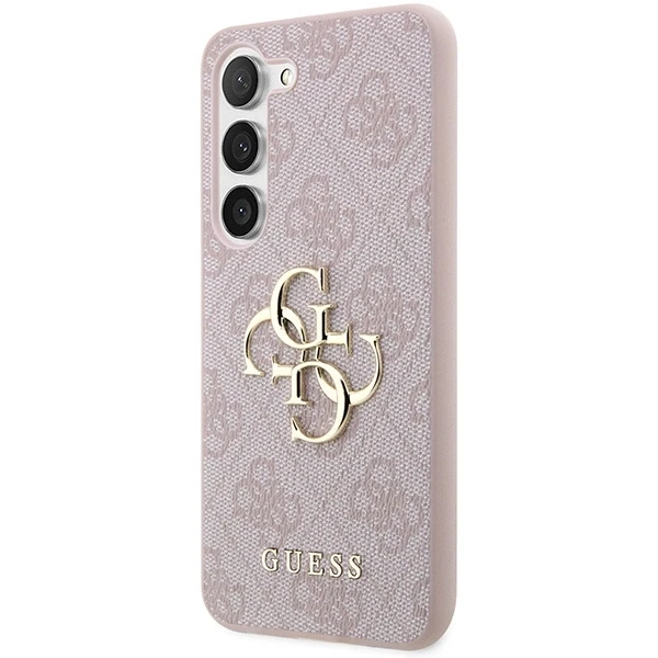 Guess PU 4G Metal Logo dėklas skirtas Samsung Galaxy S24 rožinės spalvos