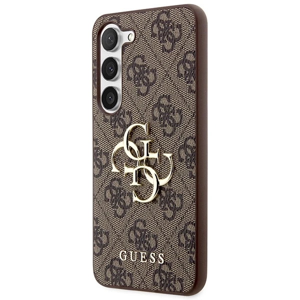 Guess PU 4G Metal Logo dėklas skirtas Samsung Galaxy S24 rudos spalvos