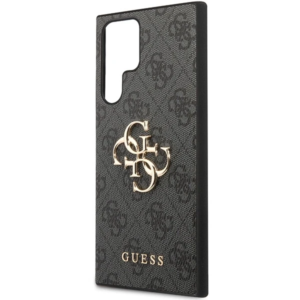 Guess PU 4G Metal Logo dėklas skirtas Samsung Galaxy S24 Ultra pilkos spalvos