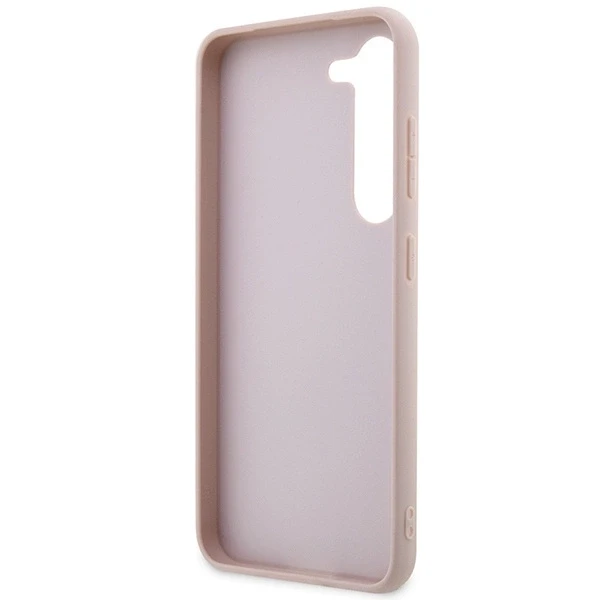 Guess PU 4G Metal Logo dėklas skirtas Samsung Galaxy S24 rožinės spalvos