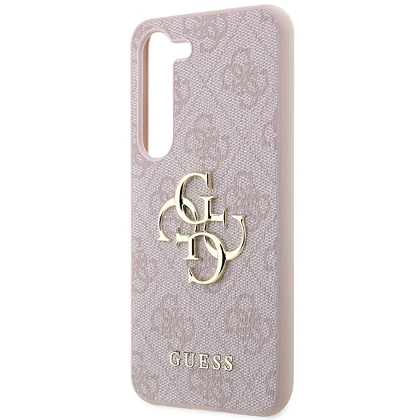Guess PU 4G Metal Logo dėklas skirtas Samsung Galaxy S24 rožinės spalvos