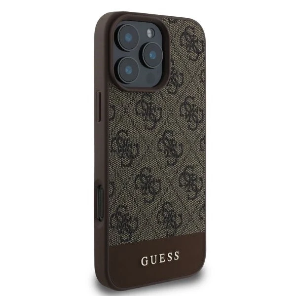 Guess 4G Bottom Stripe - dėklas skirtas Apple iPhone 16 Pro ruda