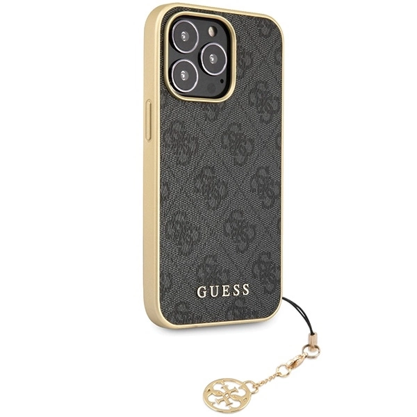 Apple iPhone 14 Pro Max Guess dėklas 4G Charms Collection (GUHCP14XGF4GGR) pilkos spalvos