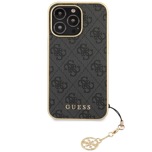 Apple iPhone 14 Pro Max Guess dėklas 4G Charms Collection (GUHCP14XGF4GGR) pilkos spalvos