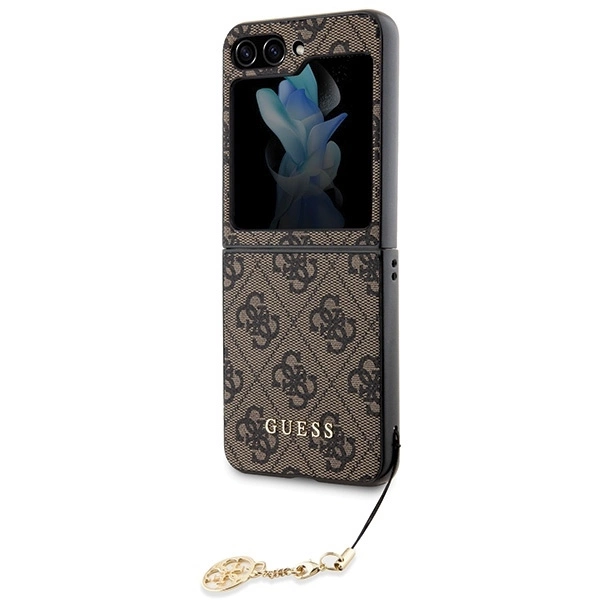 Samsung Galaxy Z Flip 5 Guess Dėklas 4G Charms Collection (GUHCZF5GF4GBR) rudos spalvos
