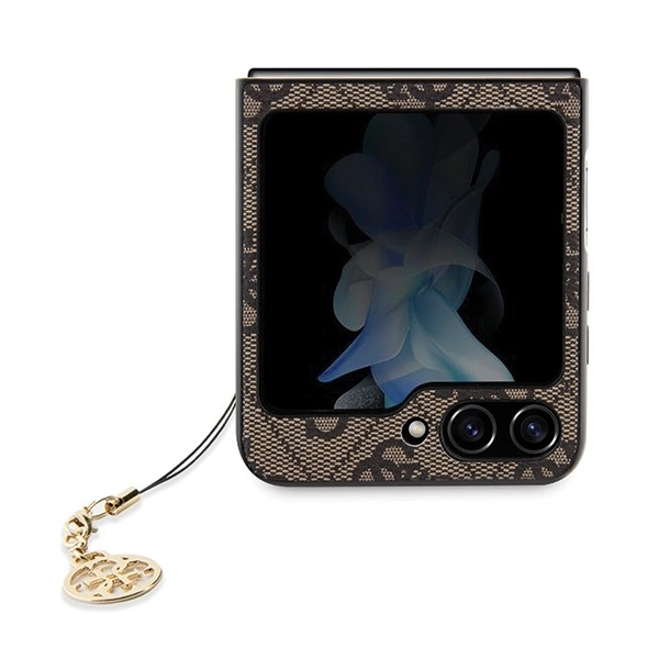 Samsung Galaxy Z Flip 5 Guess Dėklas 4G Charms Collection (GUHCZF5GF4GBR) rudos spalvos