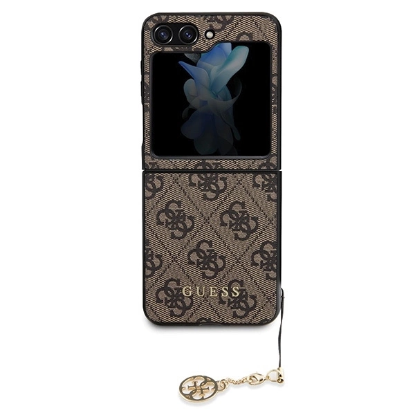 Samsung Galaxy Z Flip 5 Guess Dėklas 4G Charms Collection (GUHCZF5GF4GBR) rudos spalvos