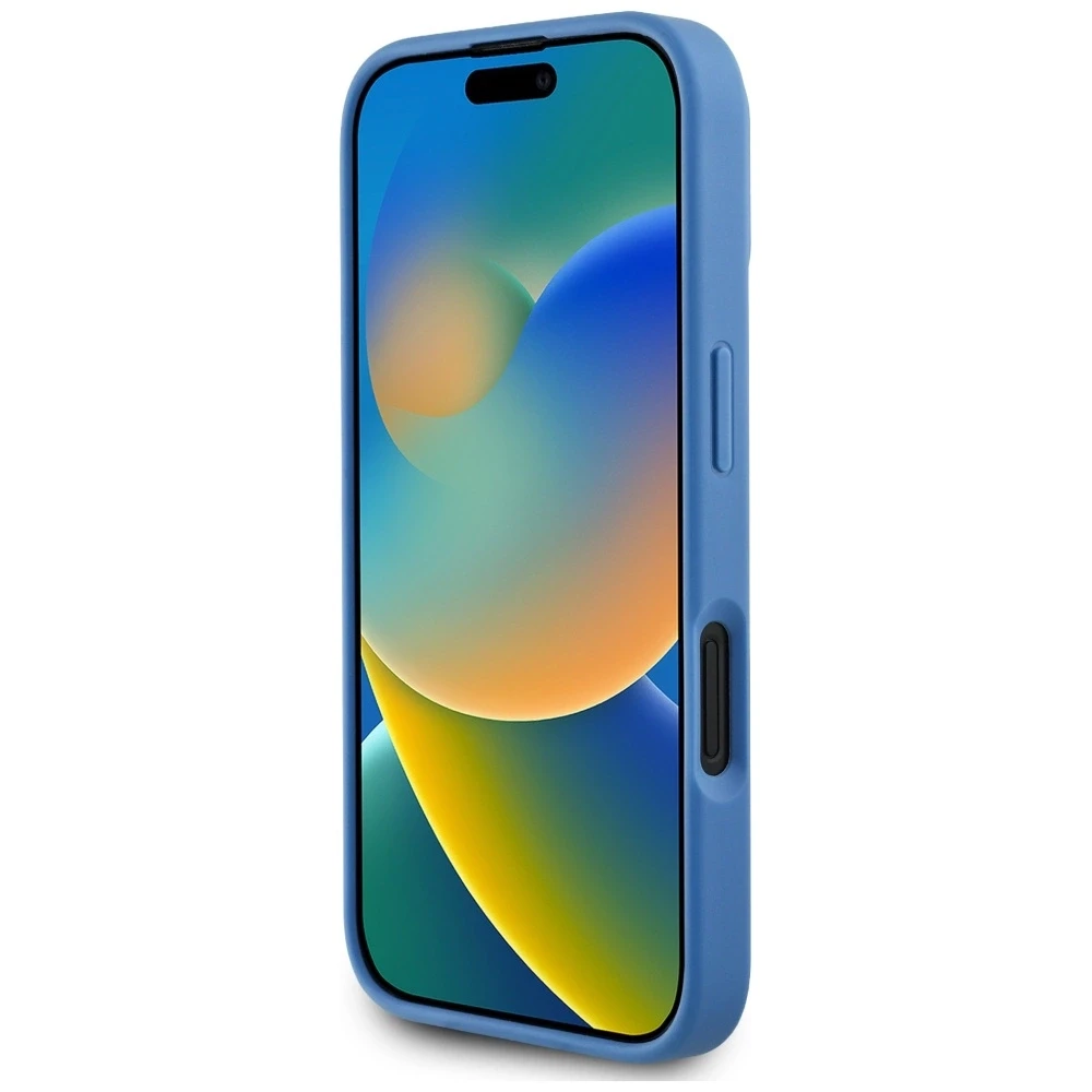 Guess 4G Circle Classic Logo MagSafe dėklas iPhone 16 - mėlynas