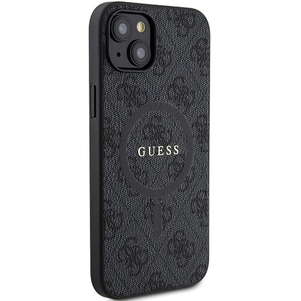 Dėklas GUESS GUHMP15SG4GFRK IPHONE 15/14/13 6.1 "Juodas / Juodas HARDCASE 4G COLLECTION LEATHER METAL MAGSAFE LOGO