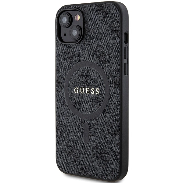 Dėklas GUESS GUHMP15SG4GFRK IPHONE 15/14/13 6.1 "Juodas / Juodas HARDCASE 4G COLLECTION LEATHER METAL MAGSAFE LOGO