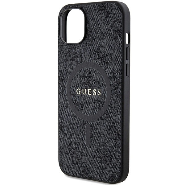 Dėklas GUESS GUHMP15SG4GFRK IPHONE 15/14/13 6.1 "Juodas / Juodas HARDCASE 4G COLLECTION LEATHER METAL MAGSAFE LOGO