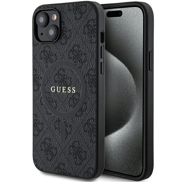 Dėklas GUESS GUHMP15SG4GFRK IPHONE 15/14/13 6.1 "Juodas / Juodas HARDCASE 4G COLLECTION LEATHER METAL MAGSAFE LOGO