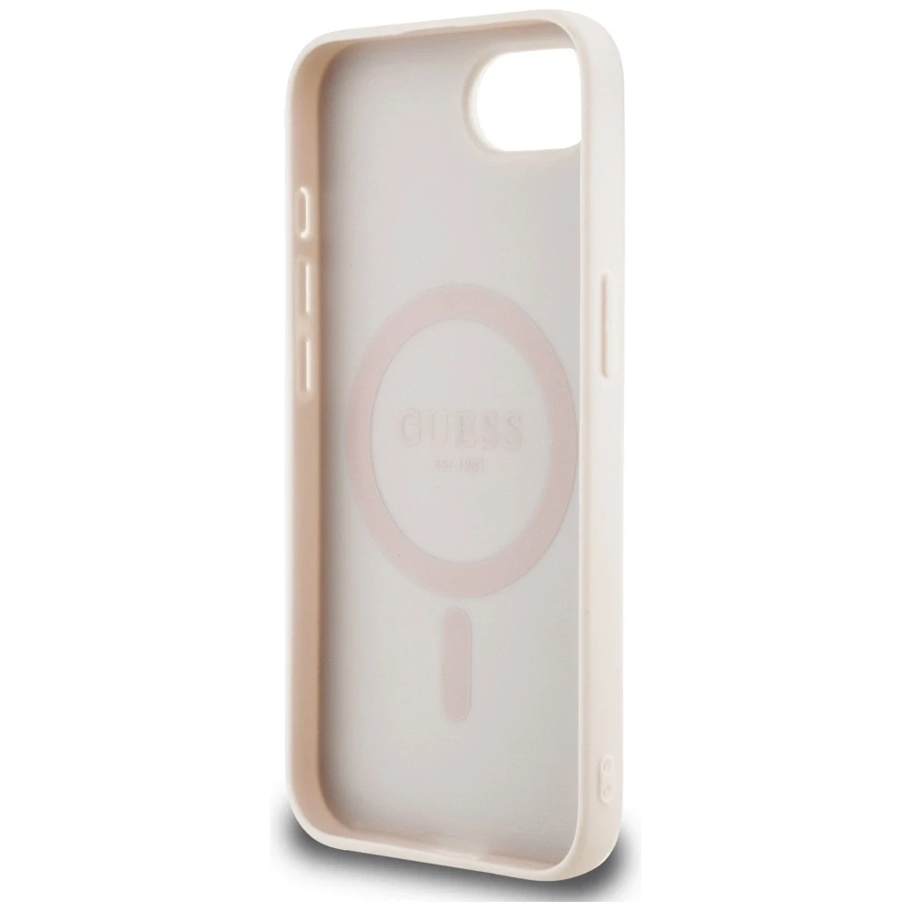 Guess 4G Flowers Print MagSafe iPhone 16e Dėklas - Rožinė