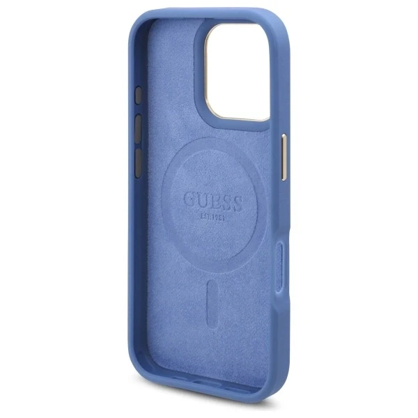 Guess 4G Logo Plate MagSafe Case Apple iPhone 16 Pro Max - dėklas telefonui mėlynos spalvos