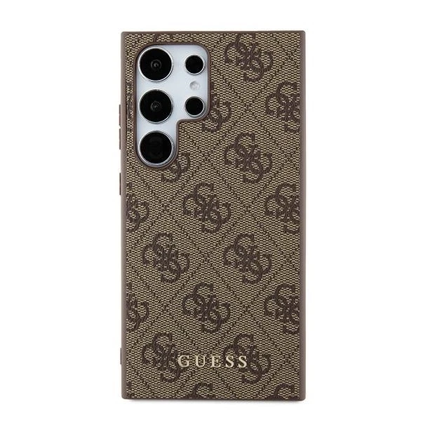 Samsung Galaxy S24 Ultra Guess dėklas 4G Metal Gold Logo (GUHCS24LG4GFBR) rudos spalvos