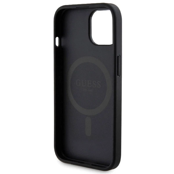 „Guess“ komplektas GUBPM5P15S4GEMGK Apple iPhone 15 6.1“ kietas dėklas + išorinė baterija 5000mAh „MagSafe“ juodos spalvos 4G su jungtimi
