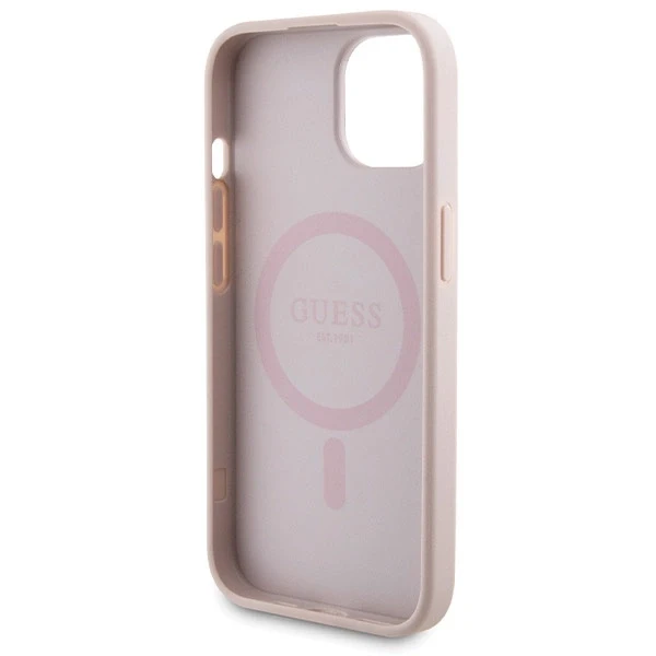 Dėklas Guess Set GUBPM5P15S4GEMGP Apple iPhone 15 6.1″ hardcase + Powerbank 5000mAh MagSafe rožinės spalvos 4G Meta