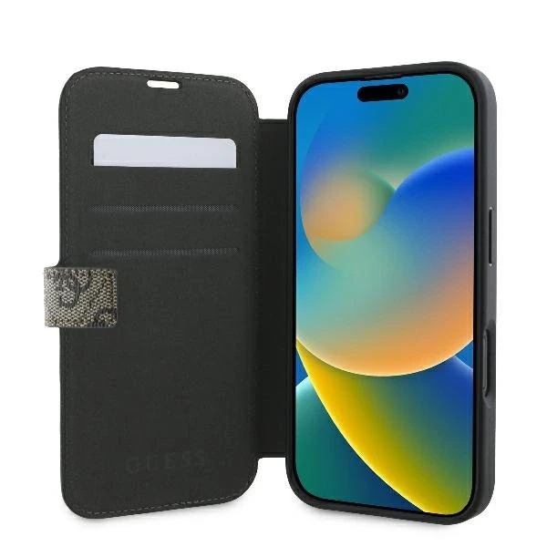 Guess 4G Metal Logo Apple iPhone 16 Plus - dėklas telefonui rudos spalvos