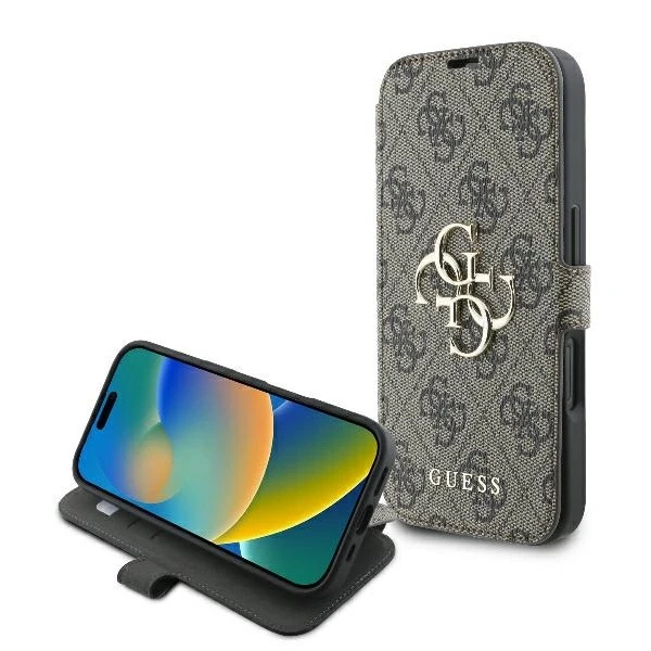 Guess 4G Metal Logo Apple iPhone 16 Plus - dėklas telefonui rudos spalvos