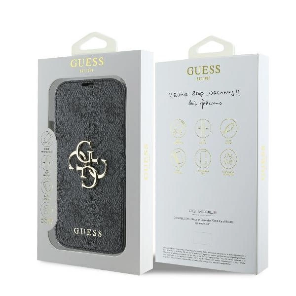 Guess 4G Metal Logo Apple iPhone 16 Pro Max - dėklas telefonui juodos spalvos