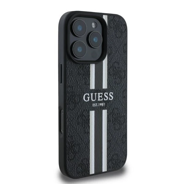 Guess 4G Printed Stripes MagSafe Apple iPhone 16 Pro Max - dėklas telefonui juodos spalvos