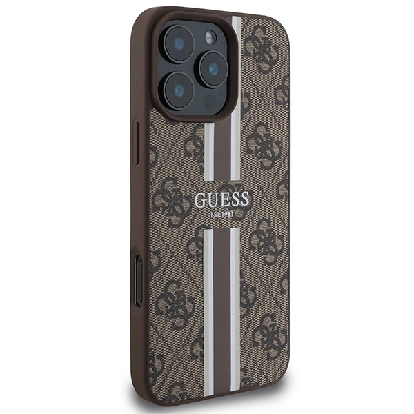Guess 4G Printed Stripes MagSafe Apple iPhone 16 Pro Max - dėklas telefonui rudos spalvos